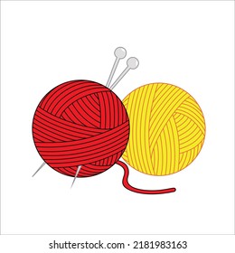 knitting sign and symbol. wool thread and needle vector illustration.