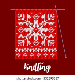 knitting, snowflake, hobbies, vector
