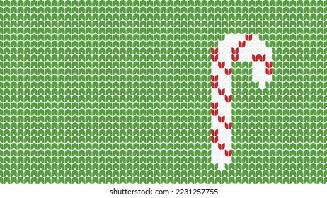 Knitting Staff Background Pattern border on Green Background, Knitting Ethnic Pattern Border Merry Christmas and happy winter days vector poster