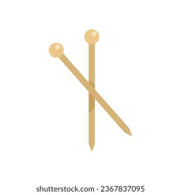 Vector plano de icono de paletas de punto. Cuchillo de lana. Tejido aislado