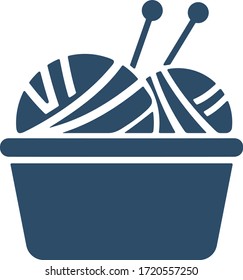 Knitting symbol. Yarn balls with needles icon.