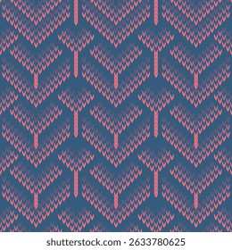 Knitting texture seamless pattern background for design with basic shapes.