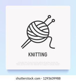 Knitting thin line icon: tangle and spokes. Modern vector illustration.