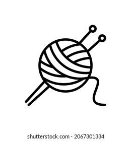 Knitting thin line icon: tangle and spokes. Modern vector illustration.