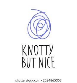 Knitting Thread with Text Sticker. Handwritten Phrase. Crochet Needlecraft and Handmade symbol. Isolated vector illustration.