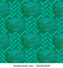 knitting threads vector seamless pattern