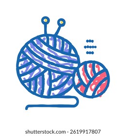 knitting tool doodle icon sketch vector. knitting tool sign. isolated symbol illustration