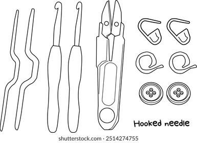 Ilustración de herramientas de tejer. Ilustración simple.