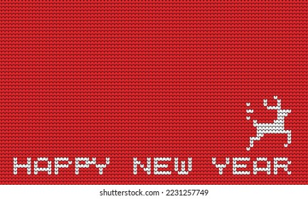 The knitting trend welcomes the new year for fall and winter 2023 with an upcoming knitting pattern featuring letters and deer on a red background.
