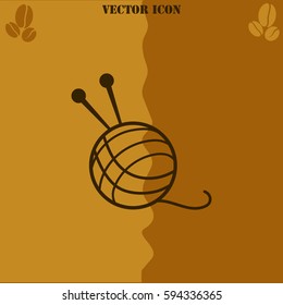 Knitting vector  icon. Coffee symbol background.