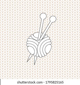 Knitting vector pattern and icon. Ugly Christmas sweater ornament