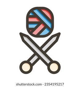 Knitting Vector Thick Line Filled Colors Icon For Personal And Commercial Use.
