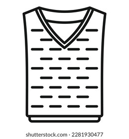 Vector de contorno de icono del chaleco de punto. Cuchillo de lana. Moda acogedora