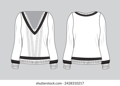 chaleco de punto, ilustración de chaleco de punto, vector de chaleco, punto técnico de ilustración de moda