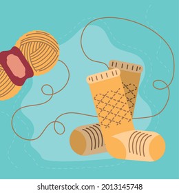 knitting a warm sock cartoon
