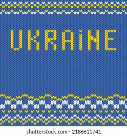 Knitting web background for social network. The colors of the Ukrainian flag are yellow and blue. Use for stories page. Select covers. Glory to Ukraine. Vector illustration.