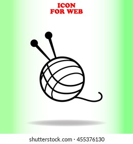 Knitting web icon. Black illustration on white background