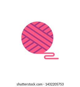 Knitting wool ball flat icon, vector sign, Round yarn spool colorful pictogram isolated on white. Symbol, logo illustration. Flat style design