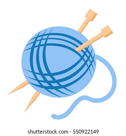 Knitting wool ball with needles