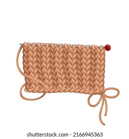 Knitting wool knitting needles. Female hobby knitwork, handicraft, hand-knitting and crocheting. Vector illustration.