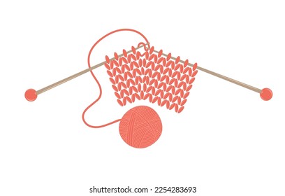 Knitting wool knitting needles. Female hobby. Hand drawn vector illustration of knitting supplies, hobby items, leisure time concept