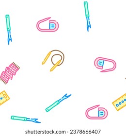 knitting wool textile knit vector seamless pattern thin line illustration