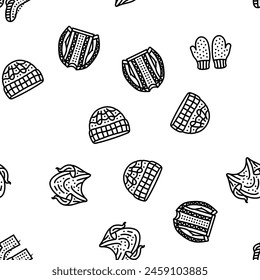 knitting wool thread knit craft vector seamless pattern thin line illustration