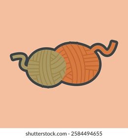 knitting yarn tool with outline flat vector design.
