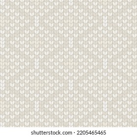 Knitwear grey texture. Jacquard  knitting seamless pattern. Vector background with knitted woolen fabric in light color.