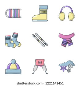 Knitwear icons set. Cartoon set of 9 knitwear vector icons for web isolated on white background