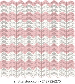 Knitwear Scallop Pointelle Stitch technical fashion illustration. White and pink colour. CAD mock-up.