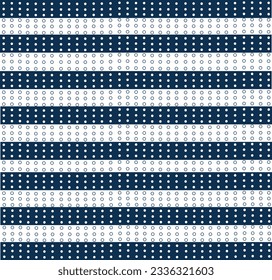 Knitwear Striped Hole Stitch technical fashion illustration. Navy and White color. CAD mock-up.