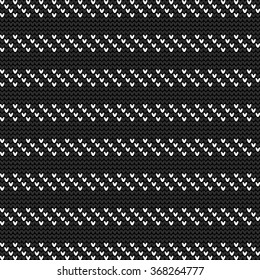 Knitwear vector seamless pattern. Stockinet closing. Striped knitwear texture. Knitting striped background. Vector monochrome knitwear