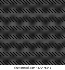 Knitwear vector seamless pattern. Stockinet closing. Striped knitwear texture. Knitting striped background. Vector monochrome knitwear
