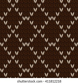 Knitwear vector seamless pattern. Stockinet closing. Vector seamless pattern in the style of knit fabric. Stockinet. Decorative seamless vector knitted background. 