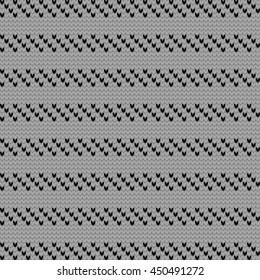 Knitwear vector seamless pattern. Stockinet closing. Striped knitwear texture. Knitting striped background. Vector monochrome texture