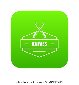 Knive icon green vector isolated on white background