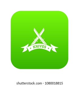 Knive shop icon green vector isolated on white background