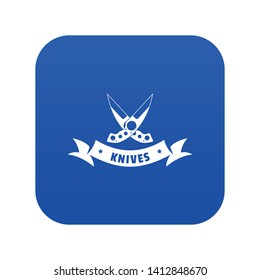 Knive weapon icon blue vector isolated on white background