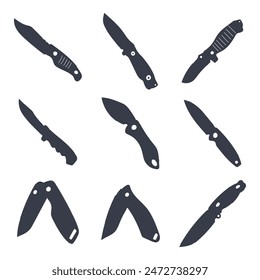knives . Black silhouette of knives 