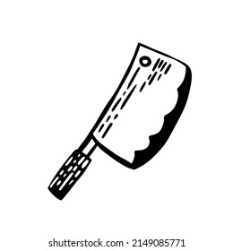 Knives cartoon vector doodle sketch set hand drawn illustration. Cooking sharp equipment in the kitchen. Butchery utensil drawing.