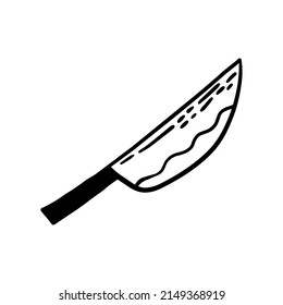 Knives Cartoon Vektor Doodle Sketch Satz handgezeichnet Illustration. Kochen scharfer Geräte in der Küche. Metzgereichenzeichnung.