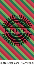 Knives christmas badge background. Vector Illustration. Detailed.