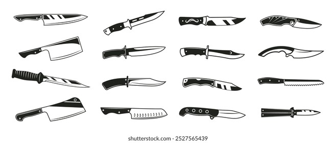 Knives collection vector icon set