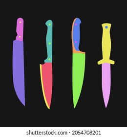 knives color full flat design illustration