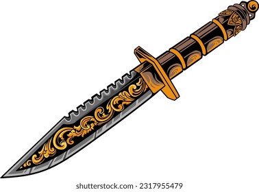Ilustración vectorial de cuchillos o cuchillas de combate