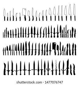 knives and daggers set vector illustration on a white isolated background