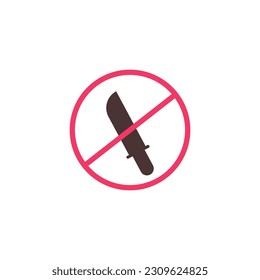 Knives and edged weapons prohibited sign or banner design, vector illustration isolated on white background. Sign of prohibition of bringing weapons to public place.