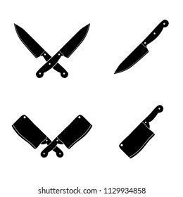 Knives icon set on white background. Vector art.