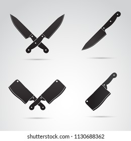 Knives icon set on white background. Vector art.